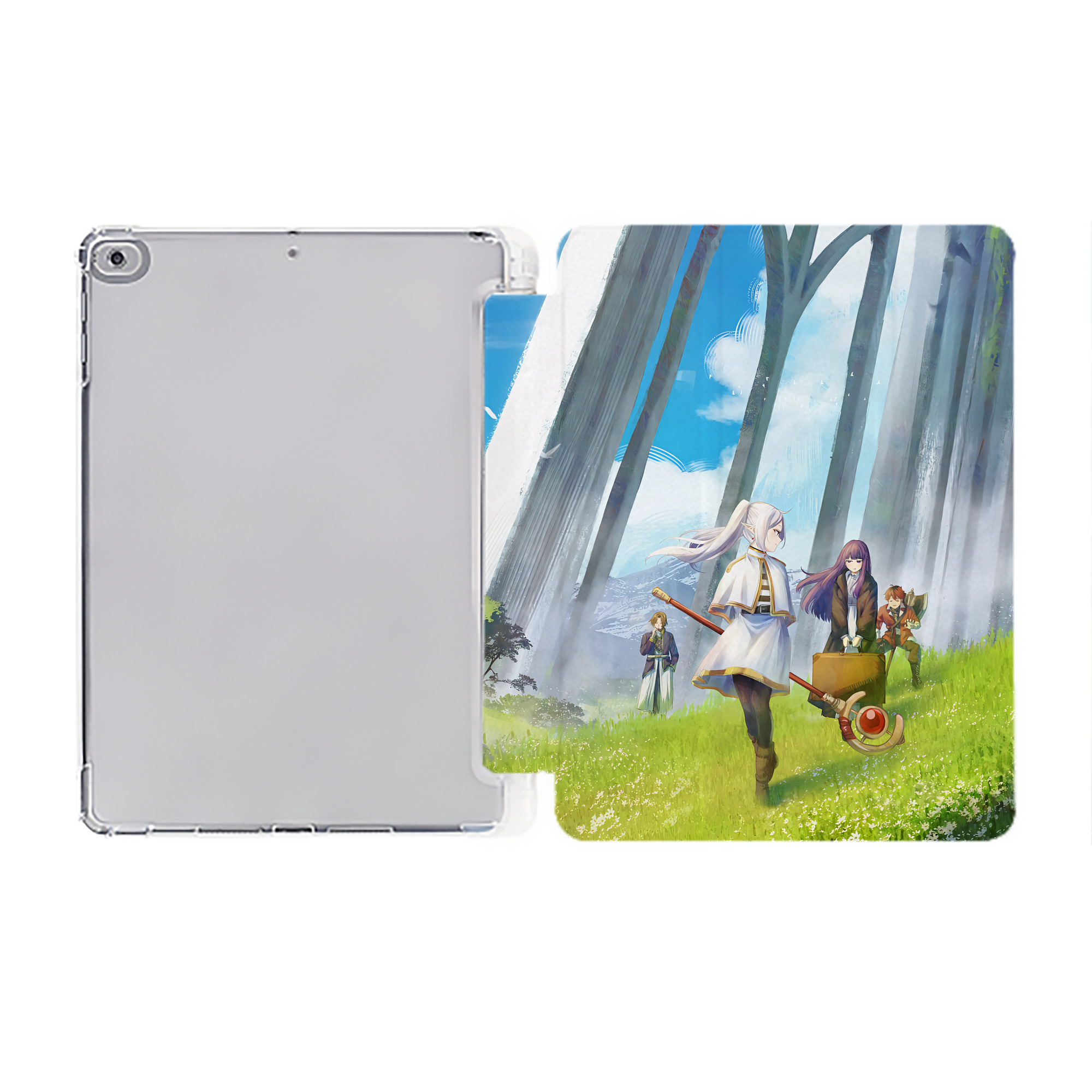 （画像用） 葬送のフリーレン Frieren IPad ケース ペン収納付き 三つ折りスタンド PUレザー×シリコン 対応機種9.5/10.5/10.9インチ